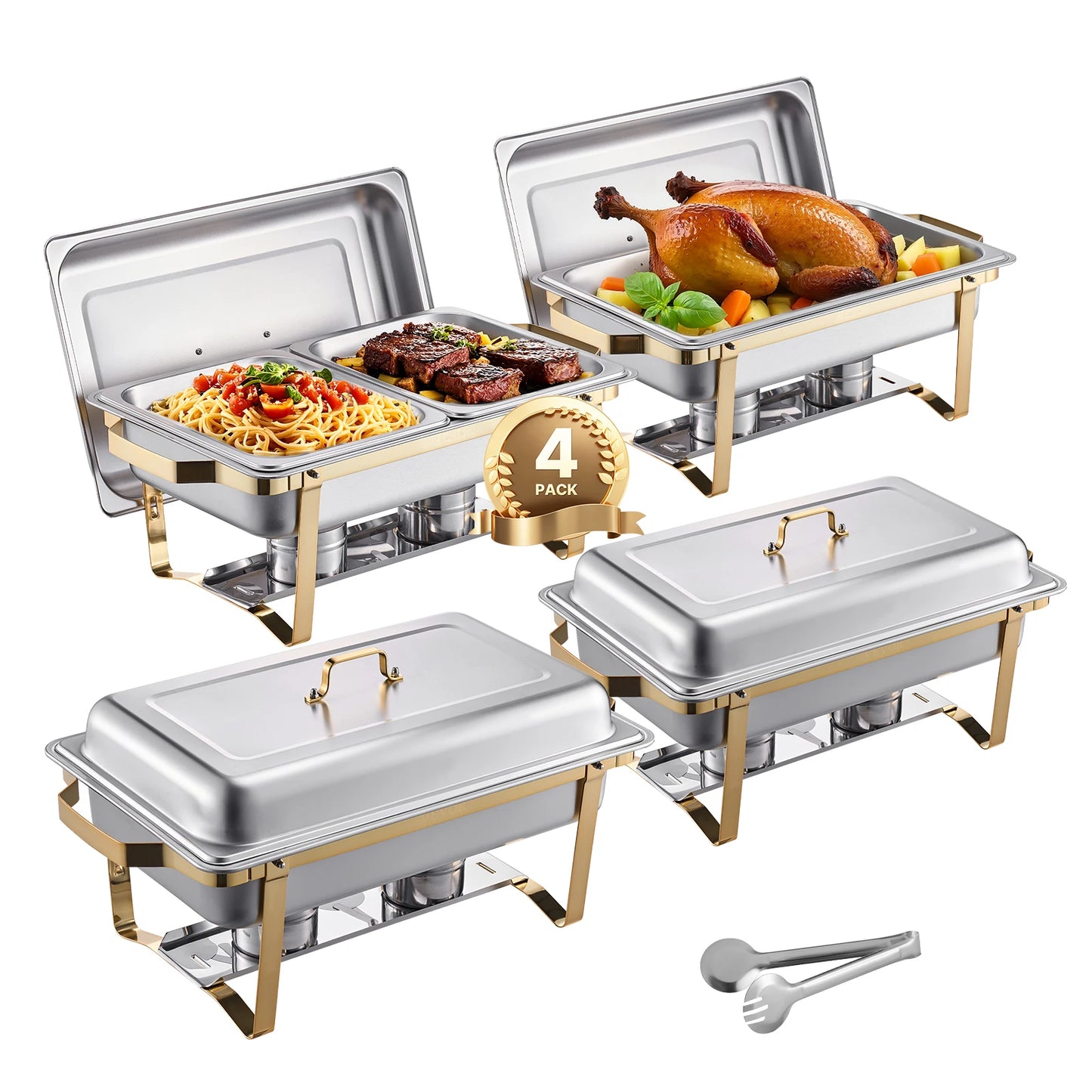 SucceBuy Stainless Steel Chafing Dish Buffet Set Pans Included