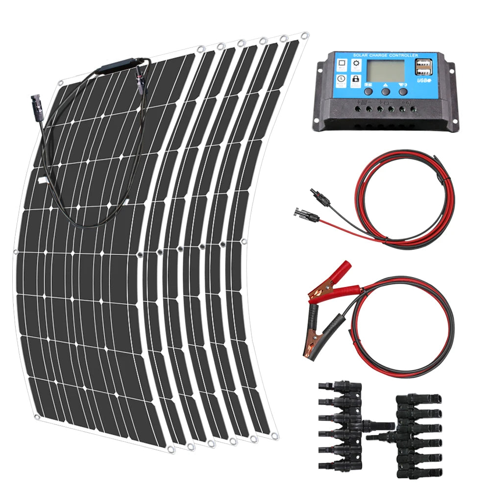ASUNERGE 12V Flexible Monocrystalline Solar Panel for RV Boat