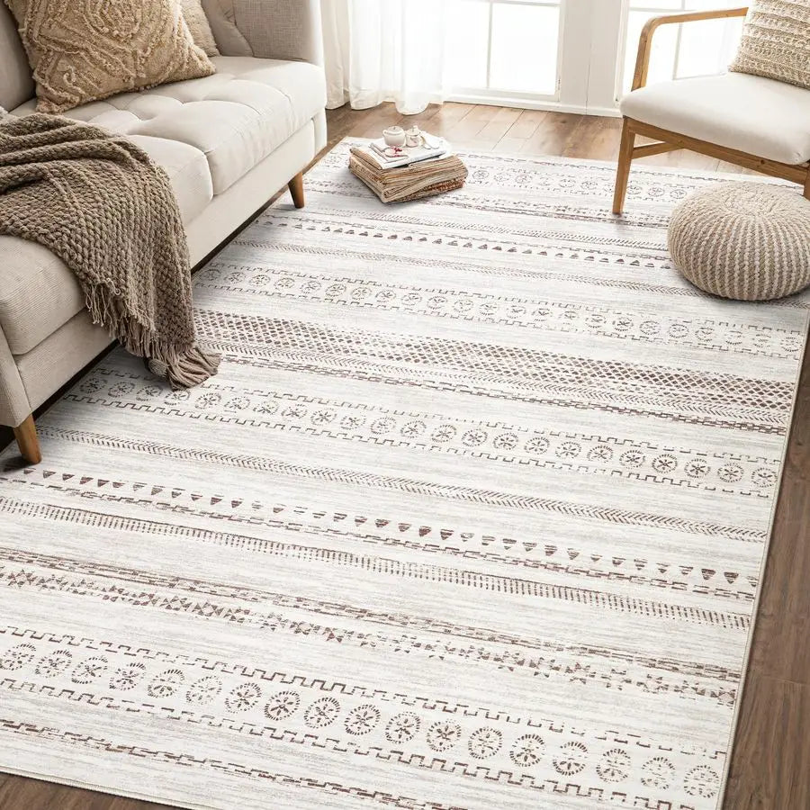Moroccan Boho Farmhouse Rug For Living Room Geometric Pattern