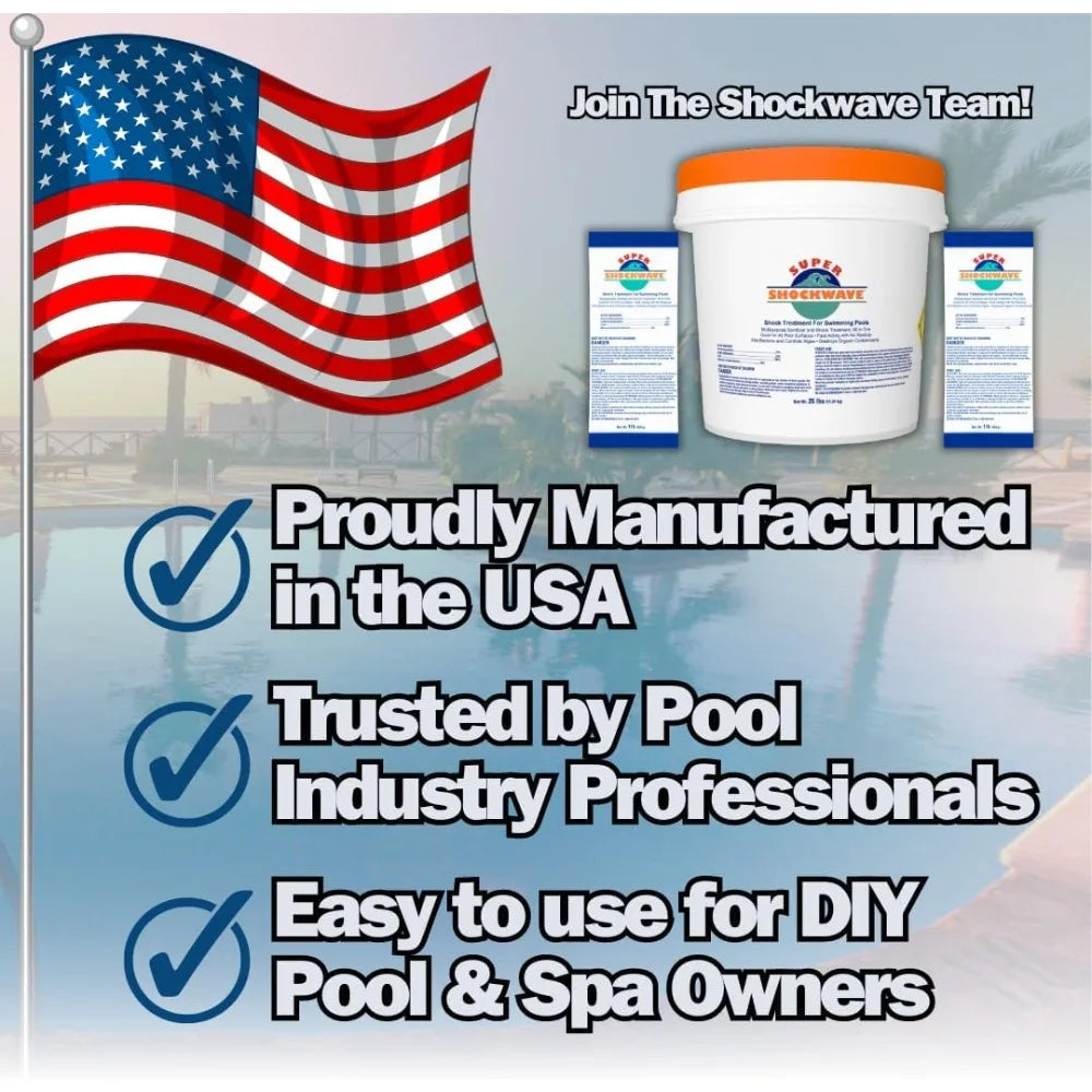 Super Shockwave Pool Shock 73 Percent Cal Hypo Granular Sanitizer Crystal Water