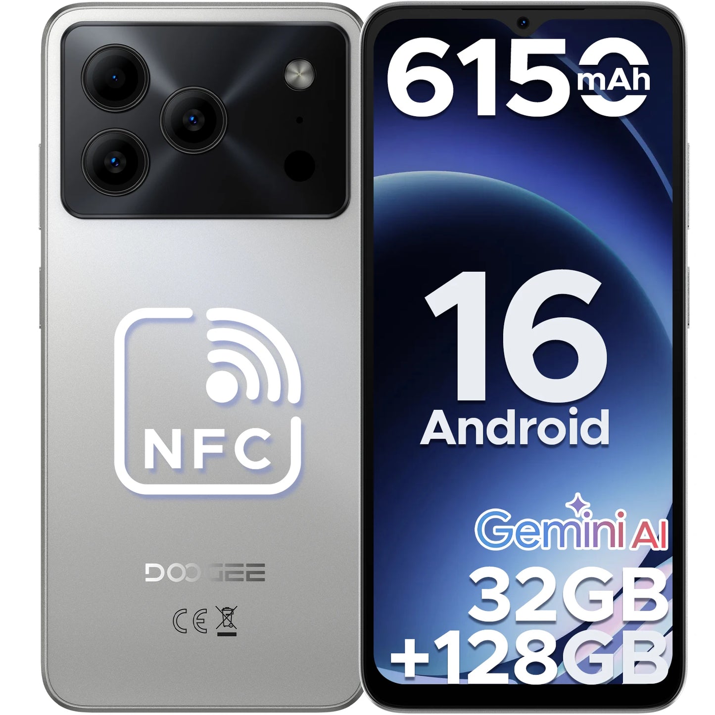 DOOGEE Note56 Pro Smartphone 6150mAh Battery 90Hz HD Plus Display 32GB 128GB