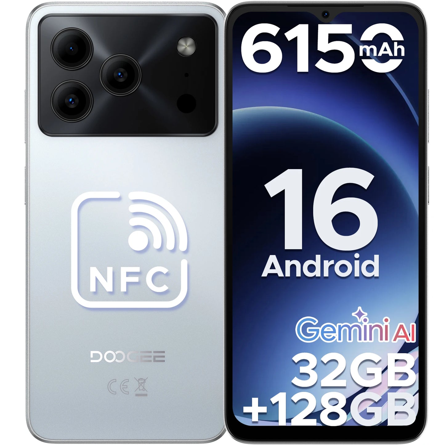DOOGEE Note56 Pro Smartphone 6150mAh Battery 90Hz HD Plus Display 32GB 128GB