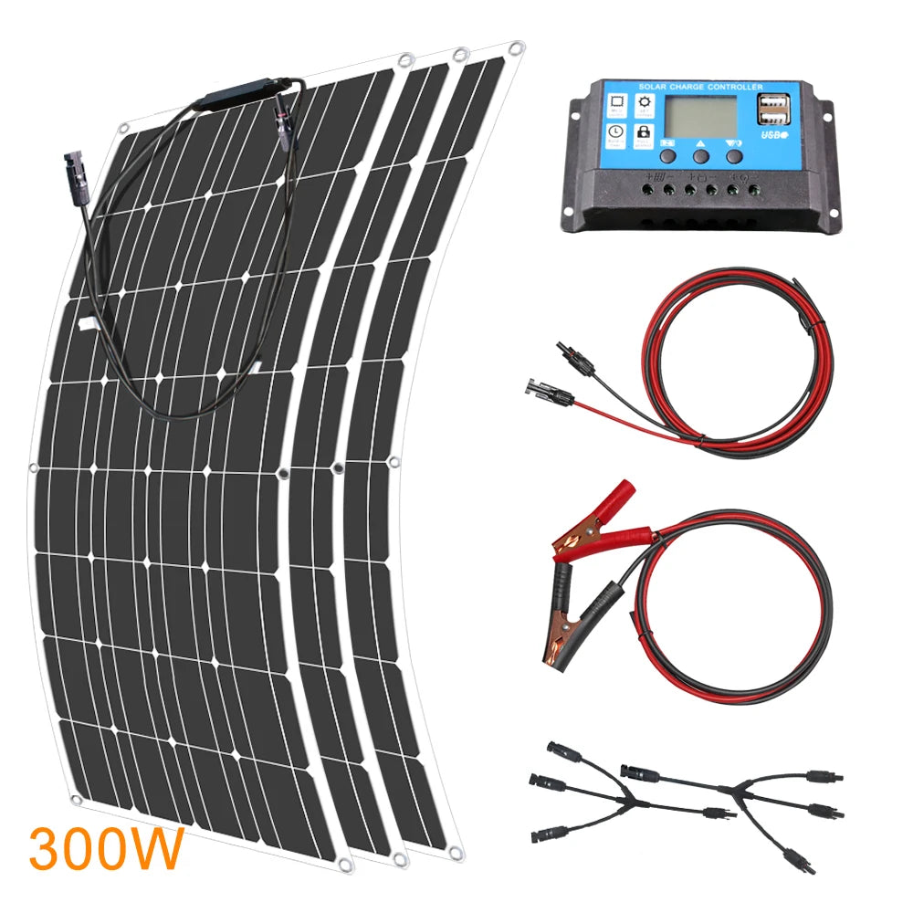 ASUNERGE 12V Flexible Monocrystalline Solar Panel for RV Boat