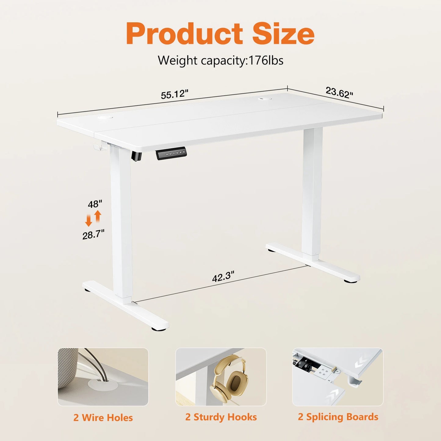 JHK Electric Height Adjustable Standing Desk For Home Office