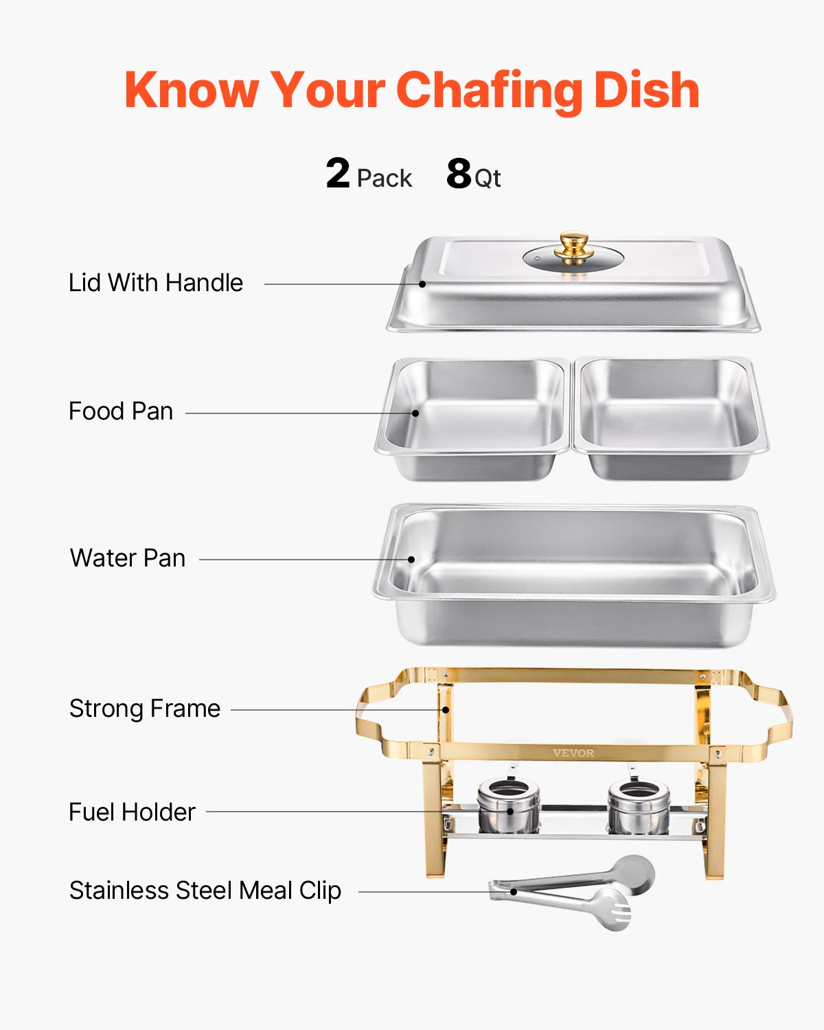 SucceBuy Chafing Dish Buffet Set Stainless Steel Chafer With Half Pans