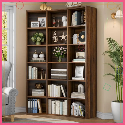 6 Tier Corner Bookshelf Curved Modern Bookcase With Open Storage