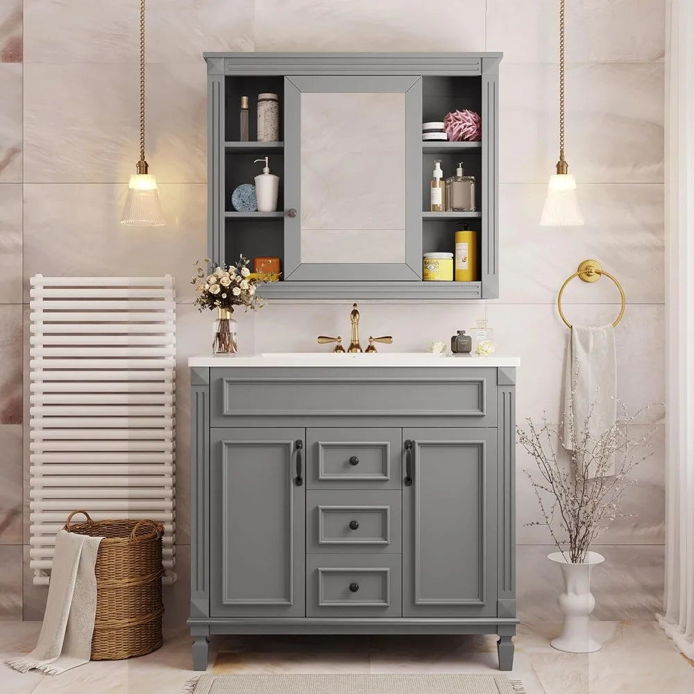 Bathroom Medicine Cabinet With Mirror Over Toilet Storage Engineered Wood