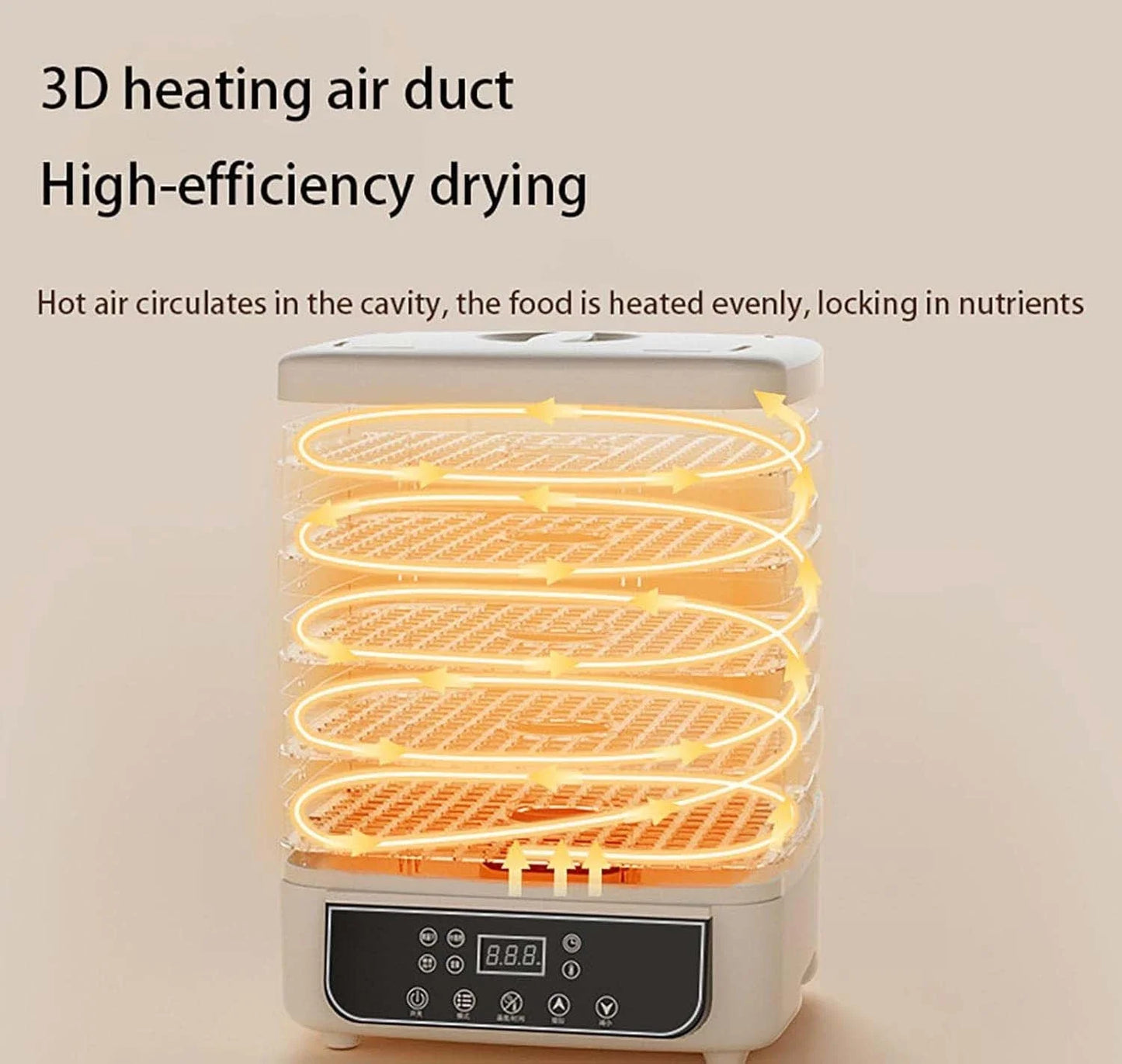 5 Layer Fruit And Vegetable Dryer With Adjustable Temperature And Touch Control