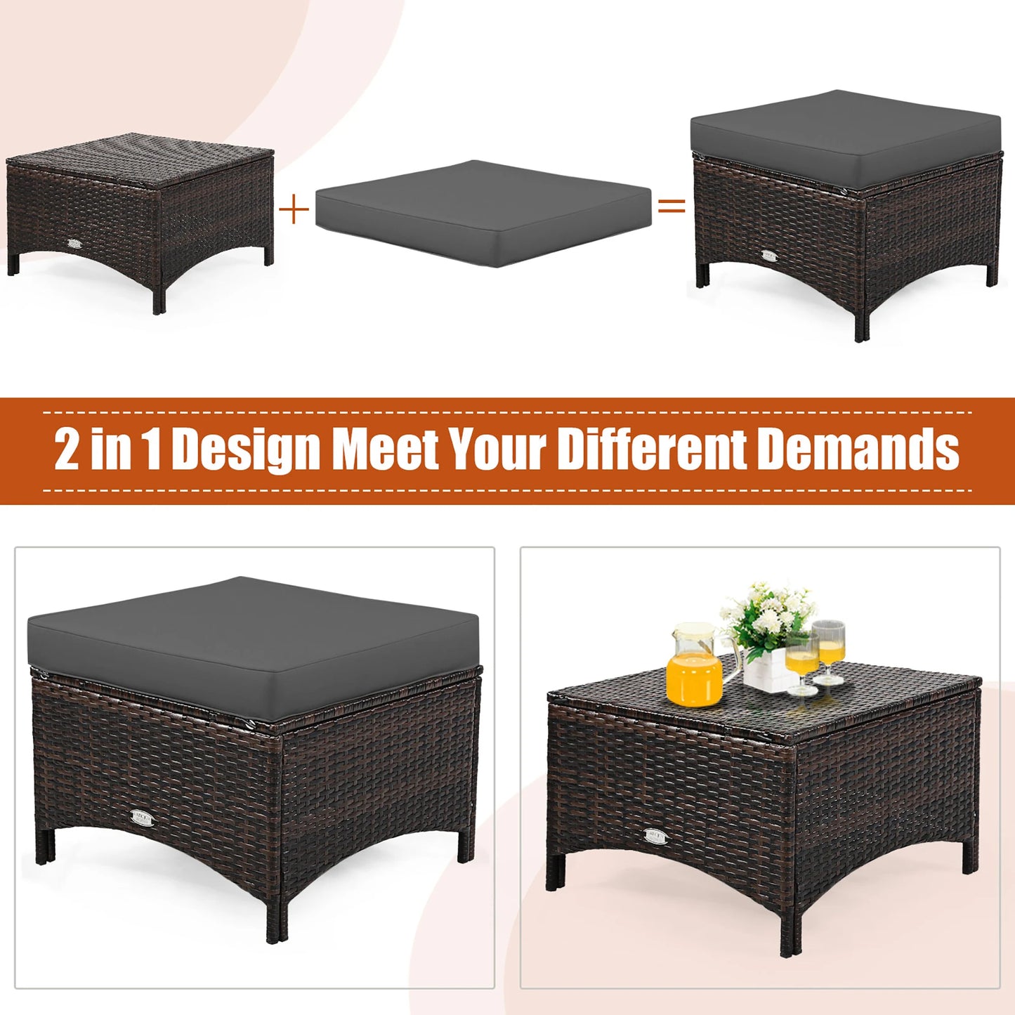 HOMASIS 5 Piece Outdoor Patio Rattan Sofa Set With Cushions