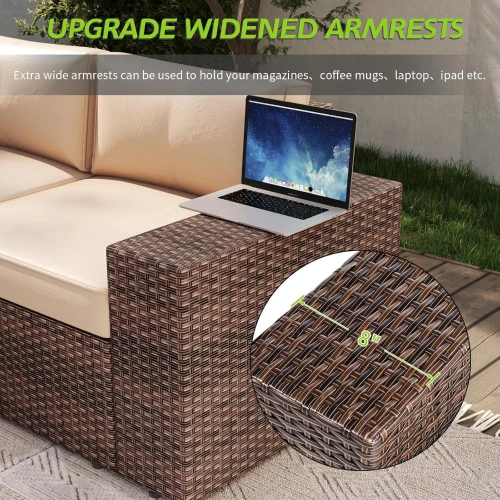 7 Piece Outdoor Patio Furniture Set With Fire Pit Table And Cushions