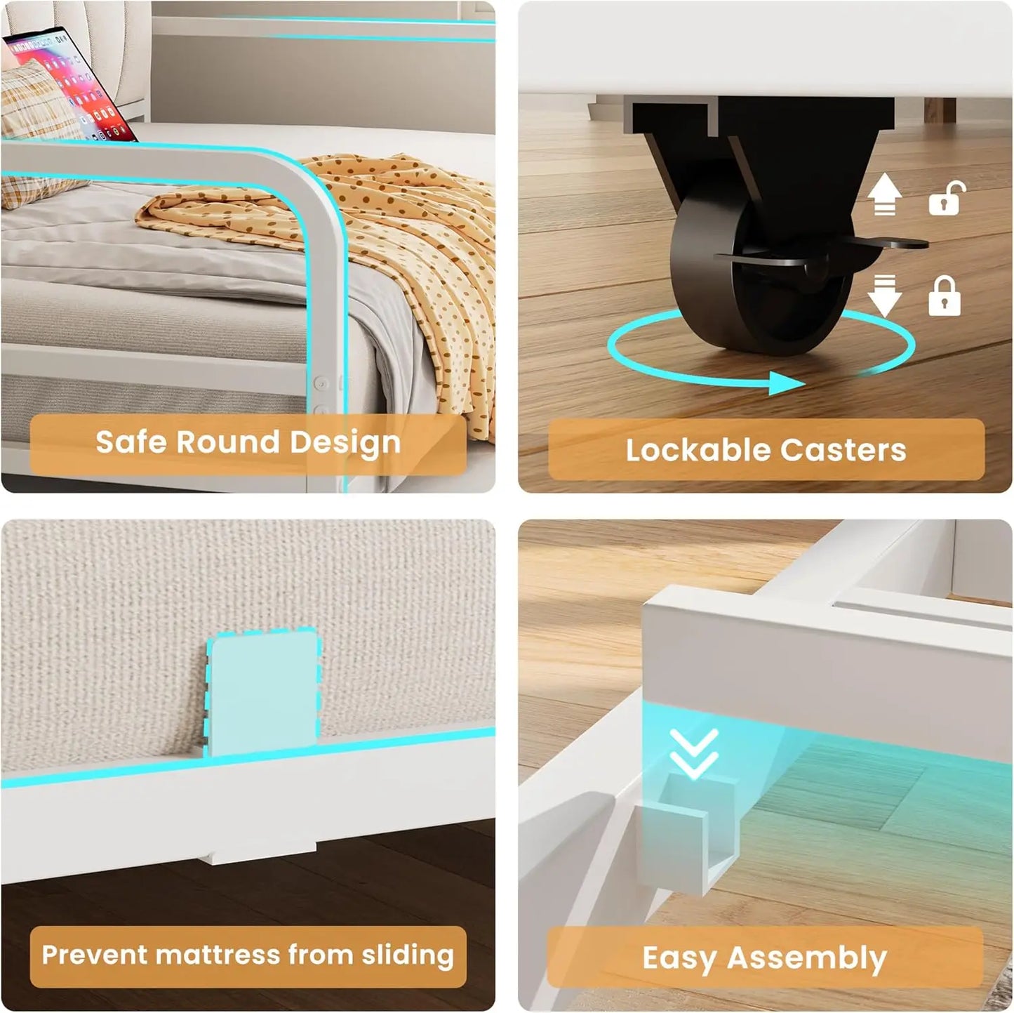 LIKIMIO Daybed With Trundle Bed Upholstered Headboard And Charge Station
