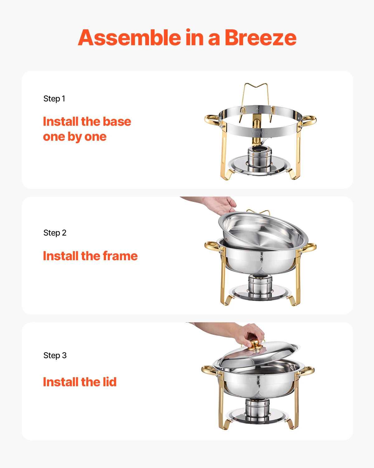 Succebuy 4 Pack Chafing Dish Buffet Set Stainless Steel Chafer