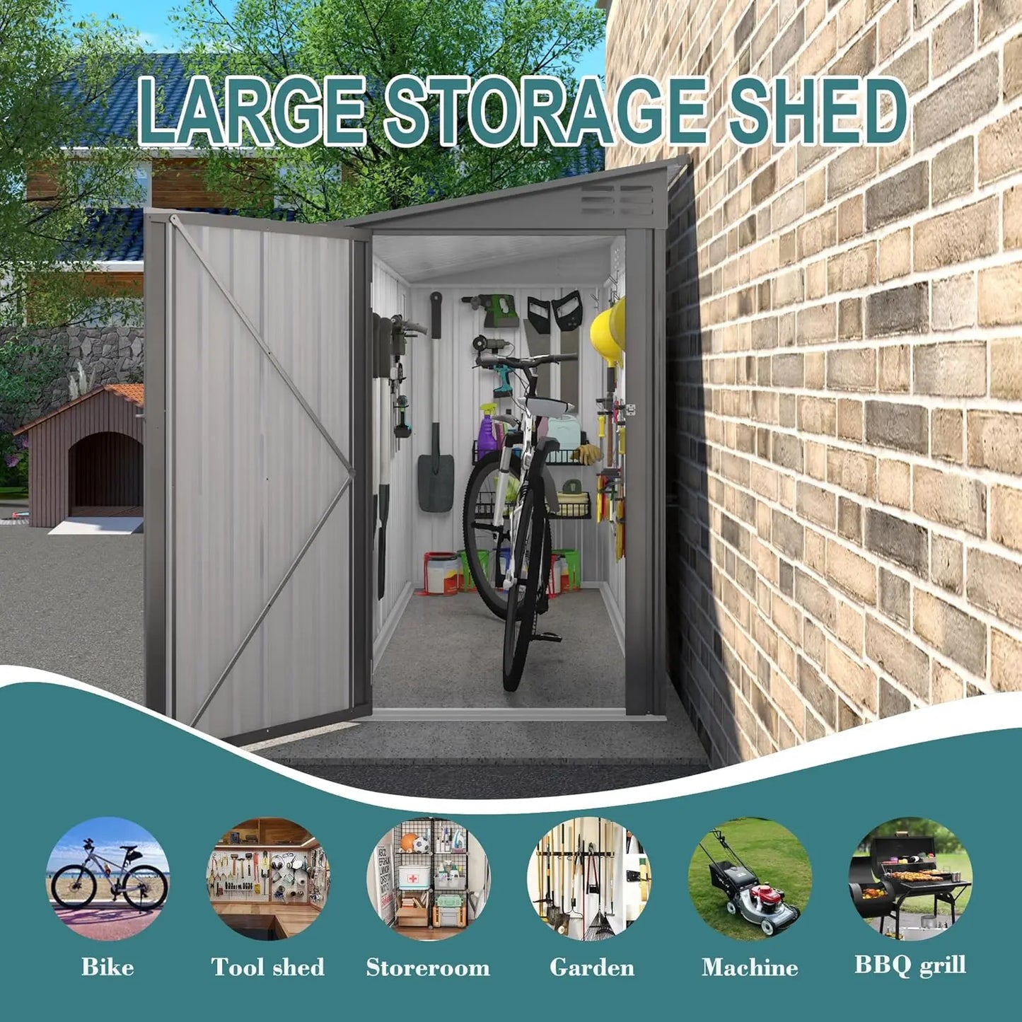 Galvanized Steel Garden Shed With Waterproof Door and Window