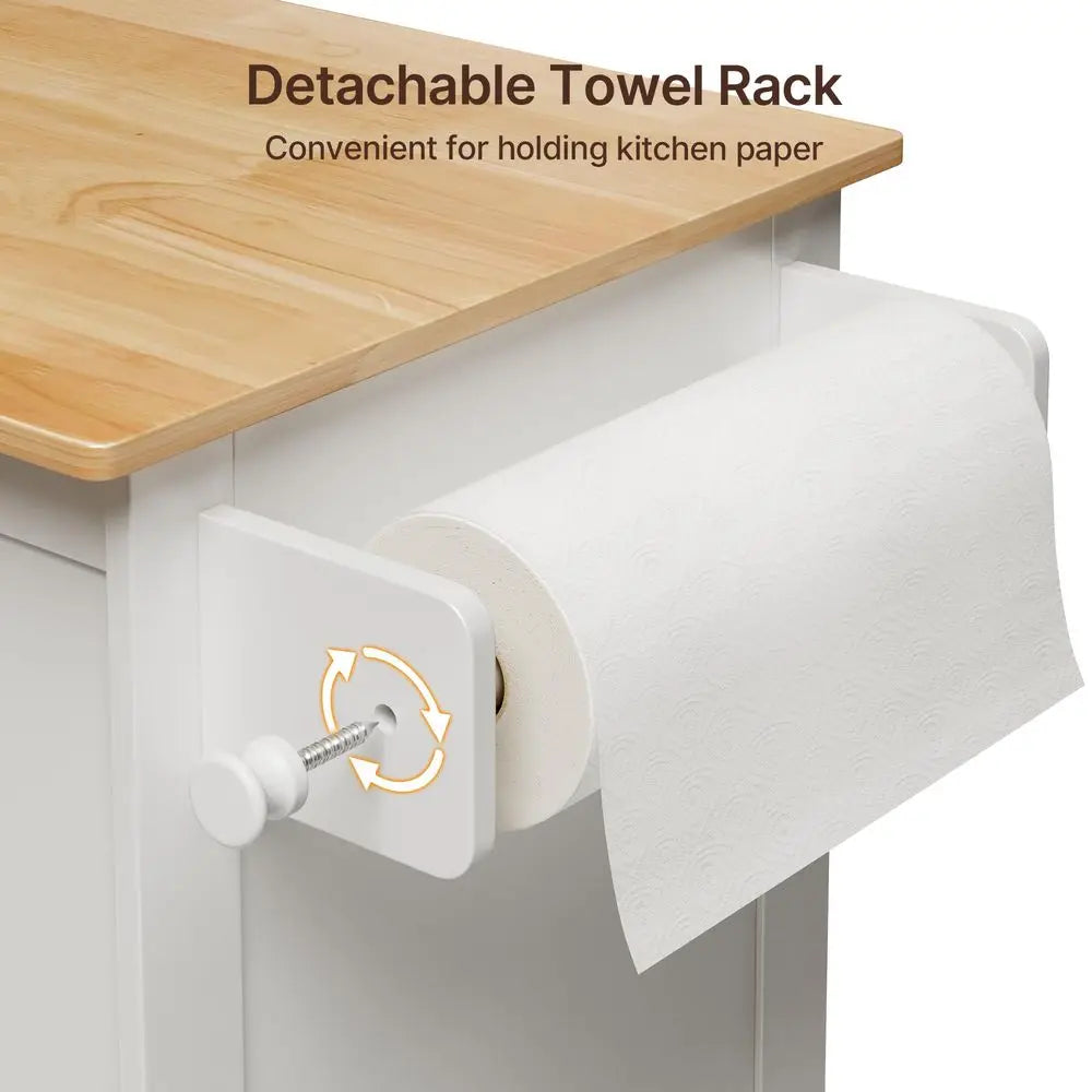 Kitchen Island Cart With Adjustable Shelf Drawer Storage On Wheels