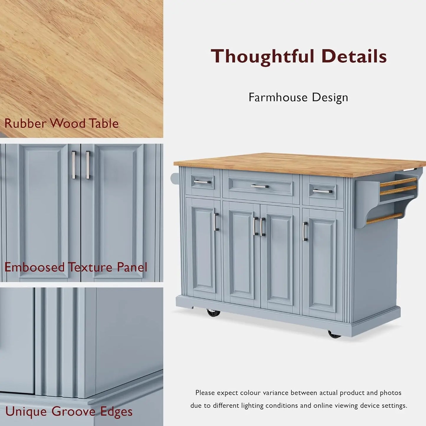 Rolling Kitchen Island With Drop Leaf And Mobile Storage Cart