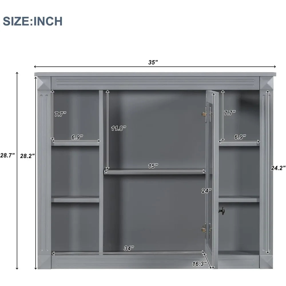 Bathroom Medicine Cabinet With Mirror Over Toilet Storage Engineered Wood