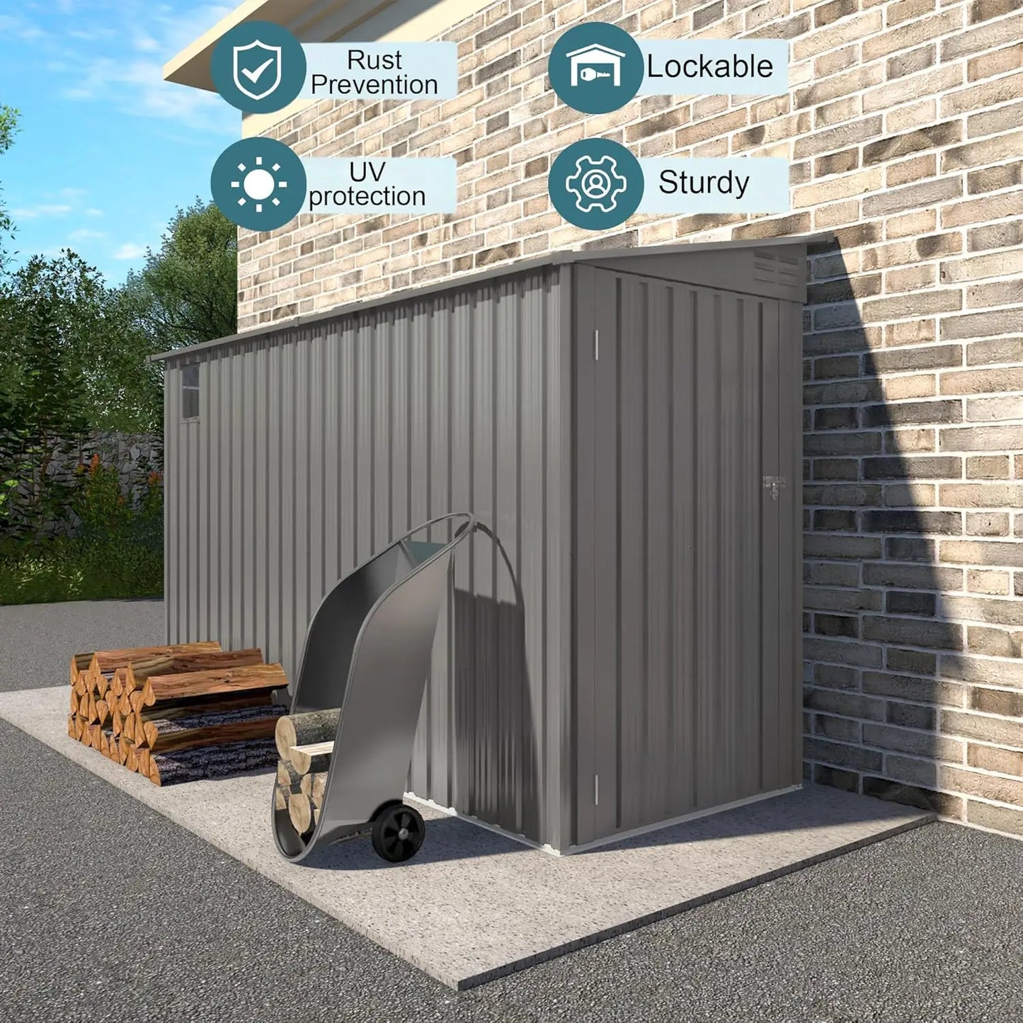 Galvanized Steel Garden Shed With Waterproof Door and Window