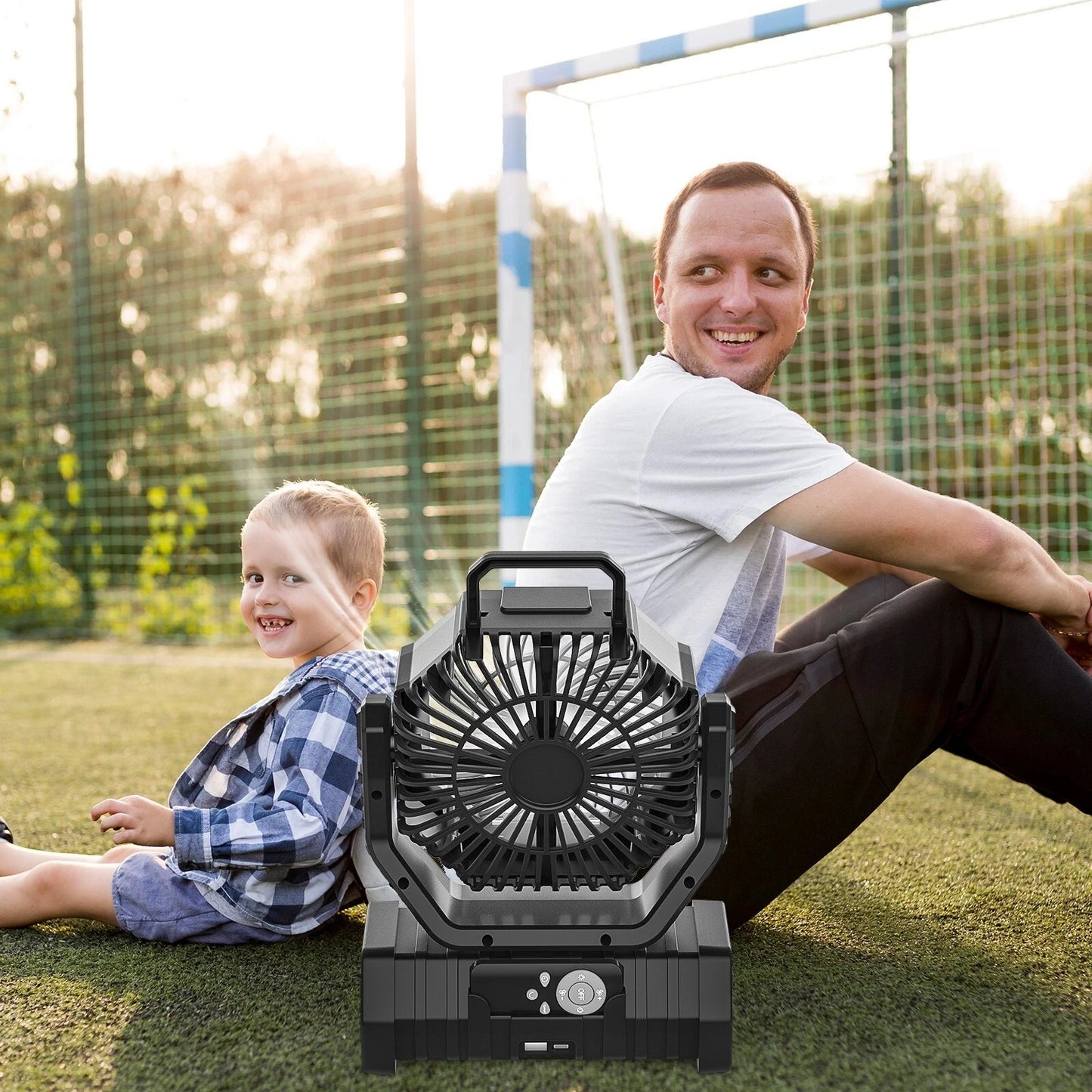 Camping Fan 20000mAh Rechargeable Battery Powered With LED Light