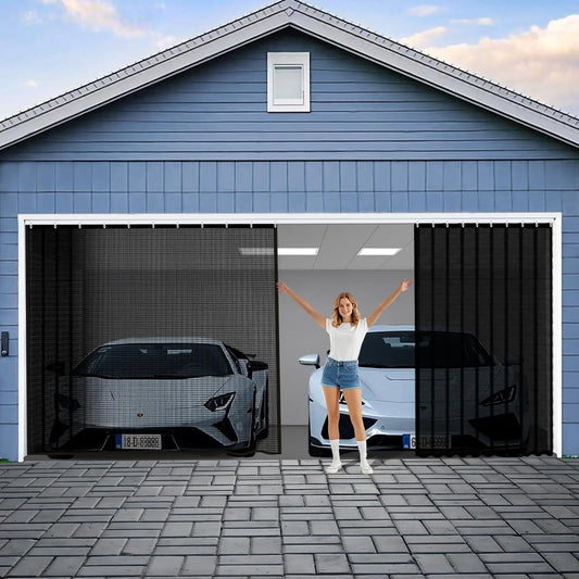 Sliding Garage Door Screen For 2 Car With Track Closure