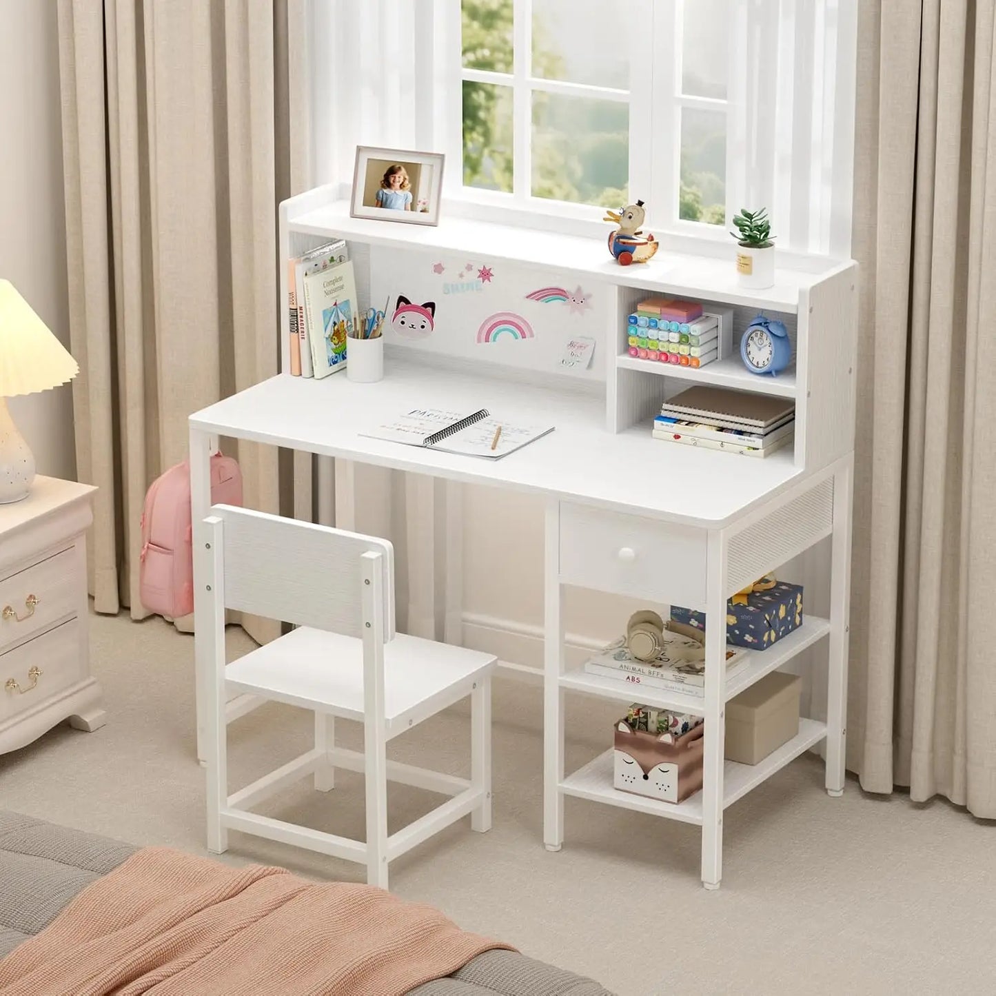 Kids Desk and Chair Set for SixToTwelve Years with Hutch