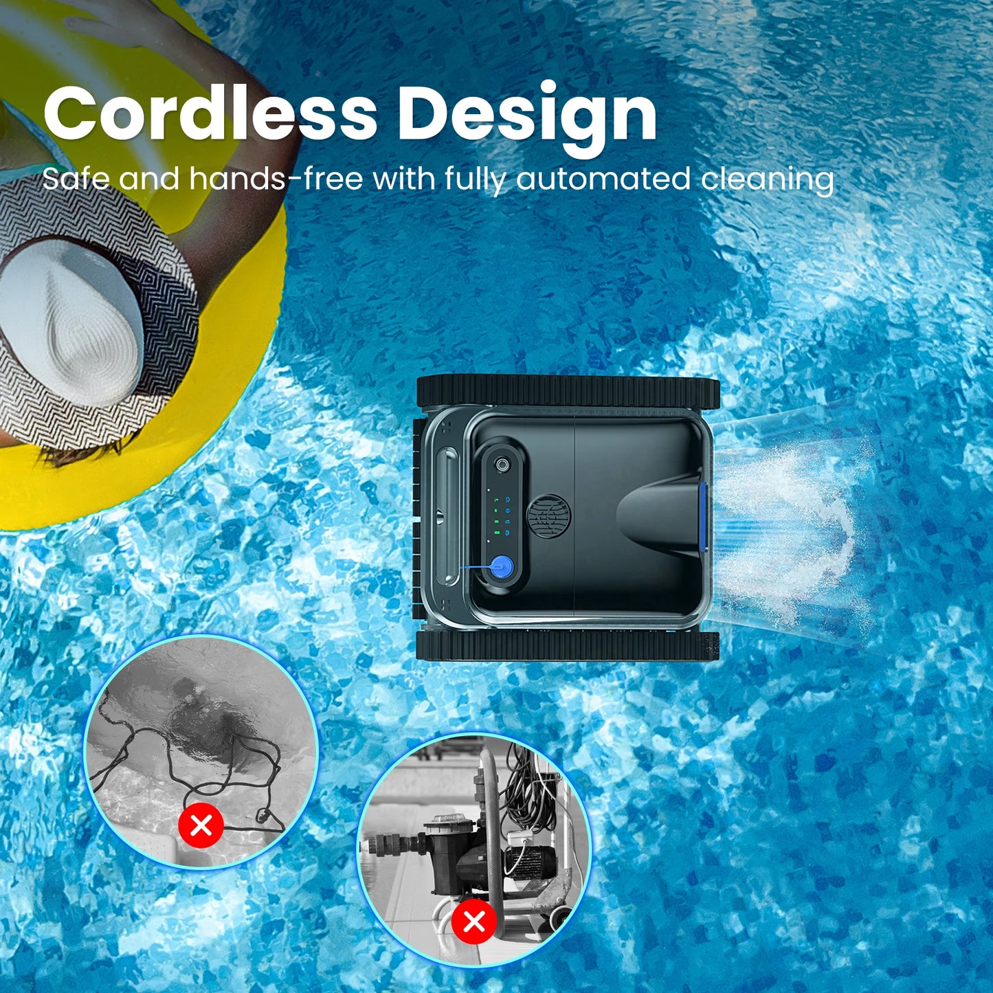 INSE Y50 Auto Cordless Robotic Pool Cleaner for Above Ground Pools