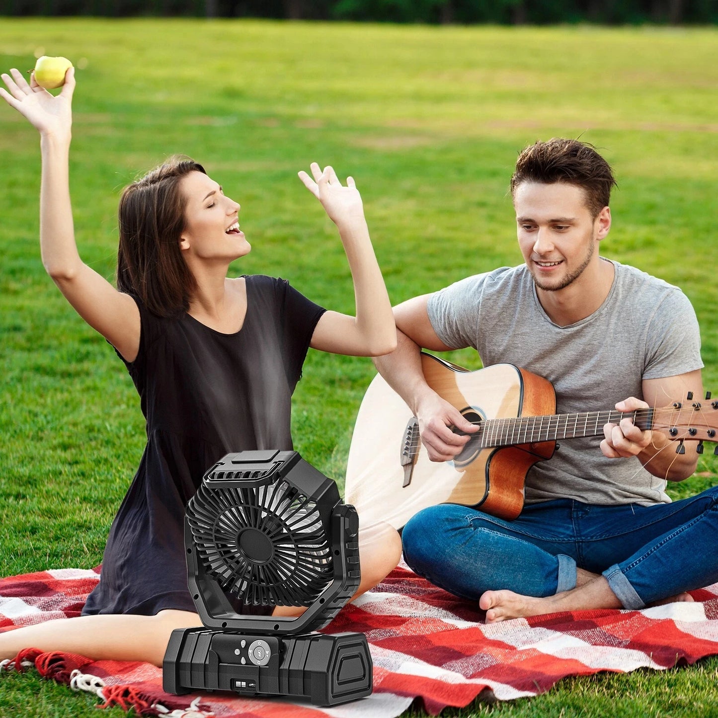 Camping Fan 20000mAh Rechargeable Battery Powered With LED Light