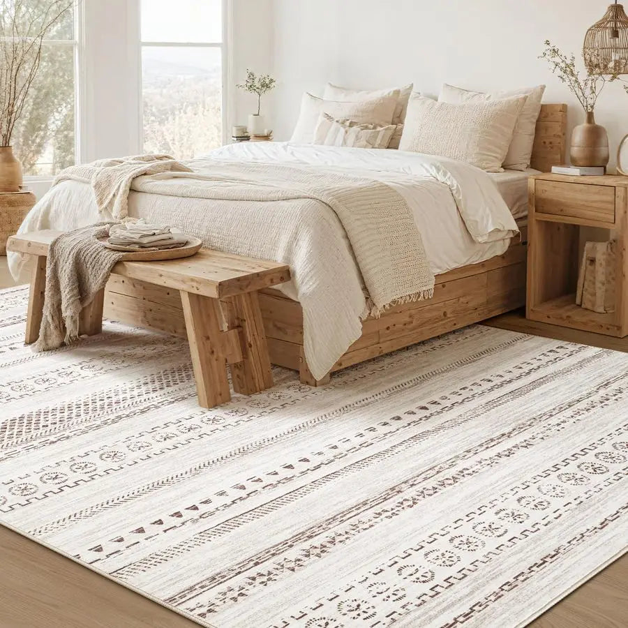Moroccan Boho Farmhouse Rug For Living Room Geometric Pattern
