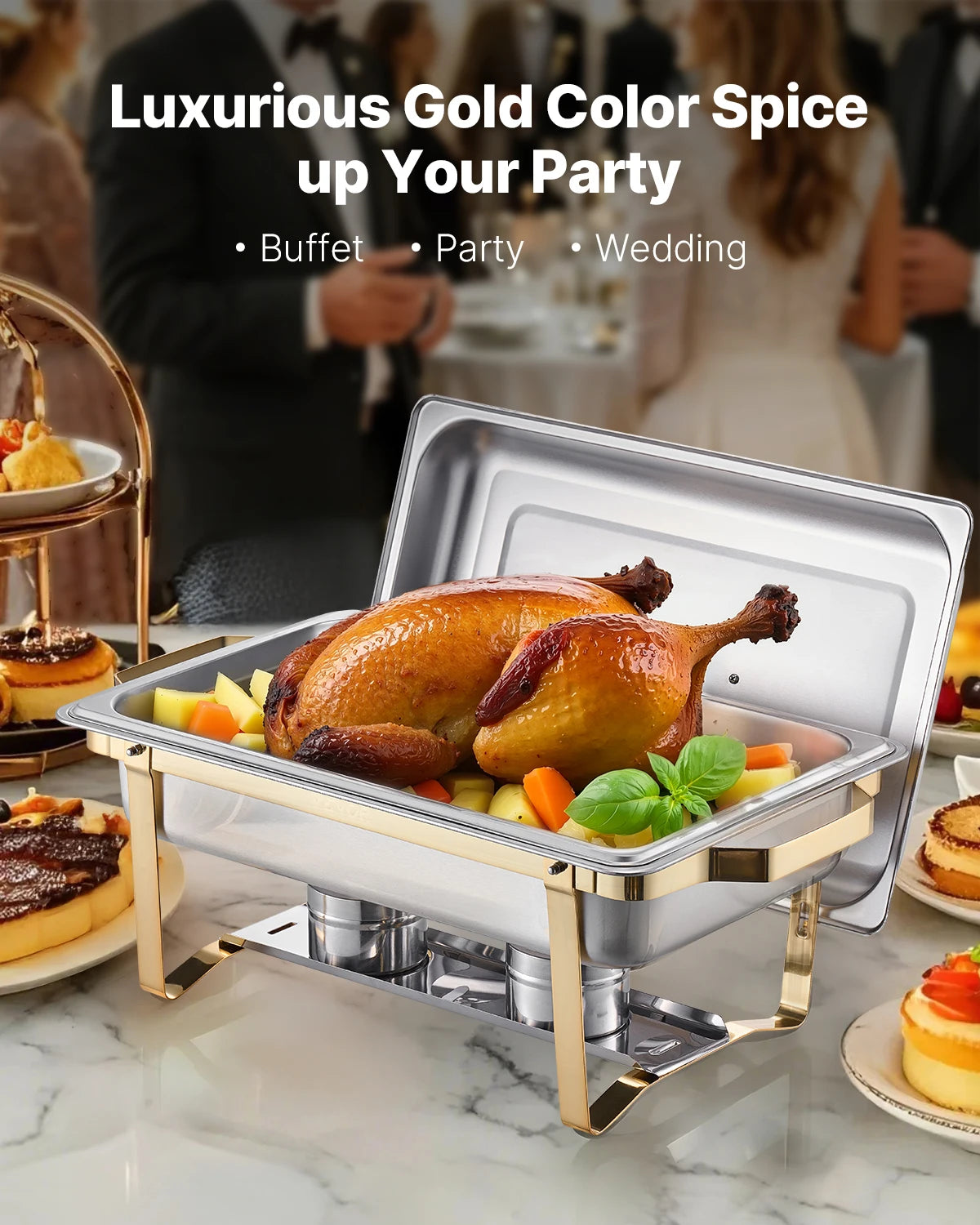 SucceBuy Stainless Steel Chafing Dish Buffet Set Pans Included