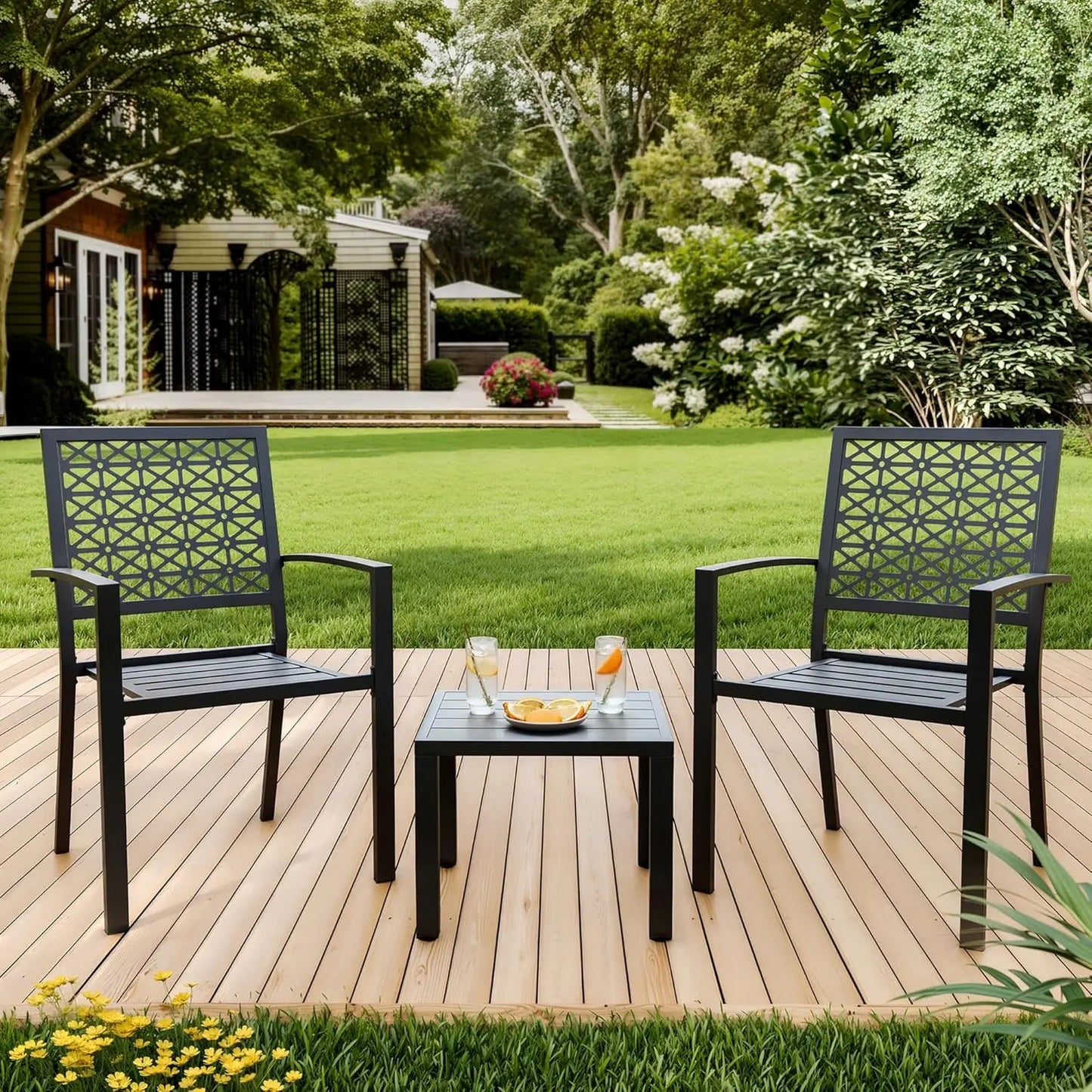 Twister.CK Patio Bistro Set 3 Piece Outdoor Table Chairs