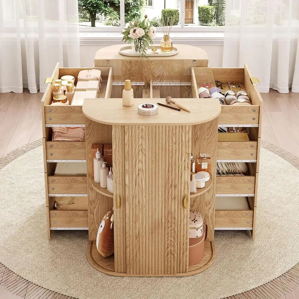 8 Drawer Island Wardrobe With Glass Top Armoire Freestanding Closet