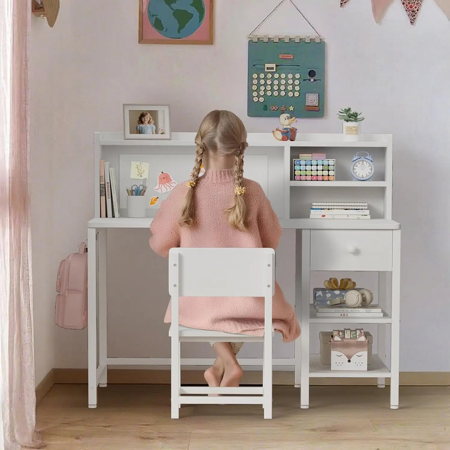 Kids Desk and Chair Set for SixToTwelve Years with Hutch