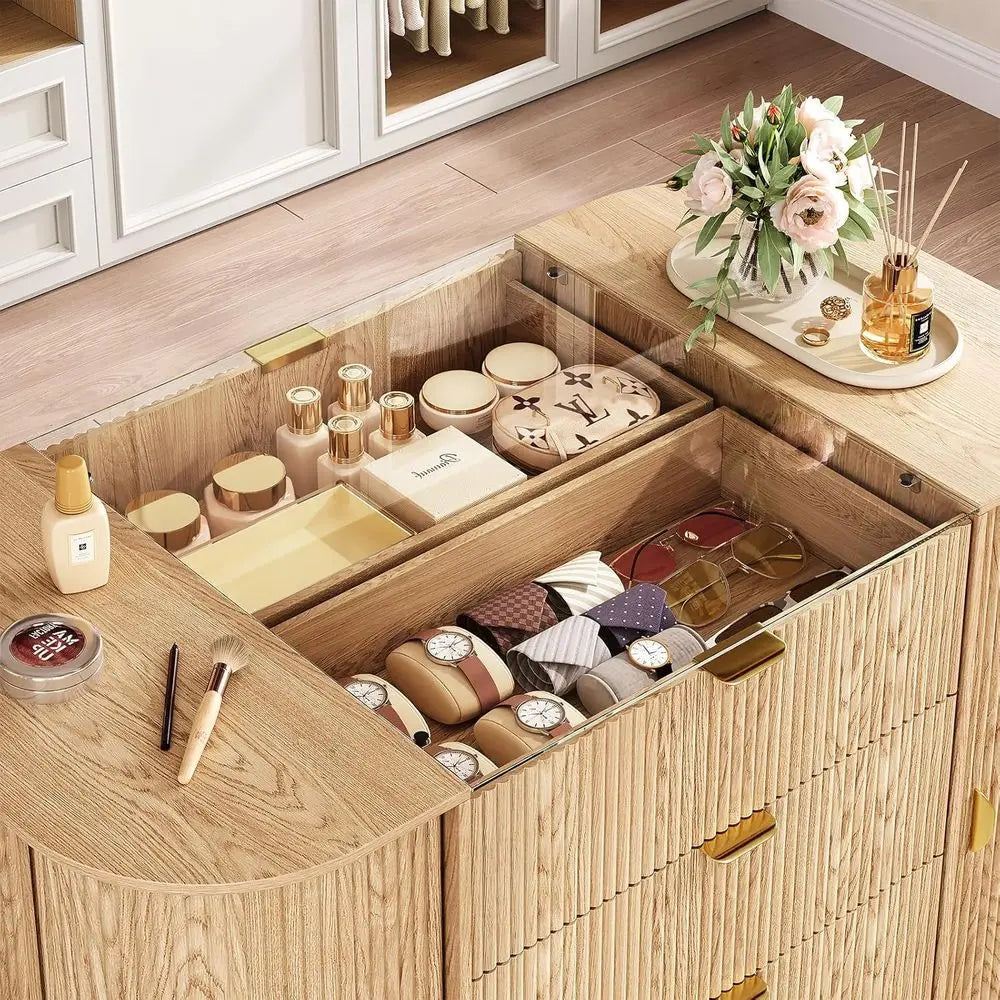 8 Drawer Island Wardrobe With Glass Top Armoire Freestanding Closet