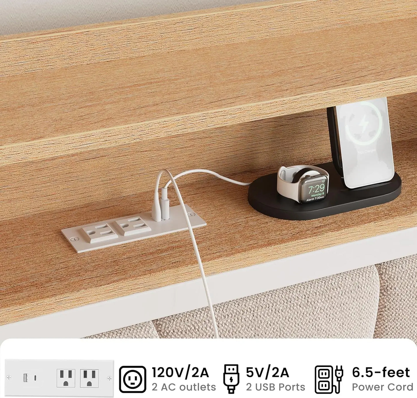 LIKIMIO Daybed With Trundle Bed Upholstered Headboard And Charge Station