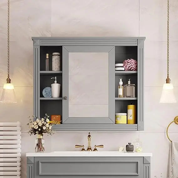 Bathroom Medicine Cabinet With Mirror Over Toilet Storage Engineered Wood