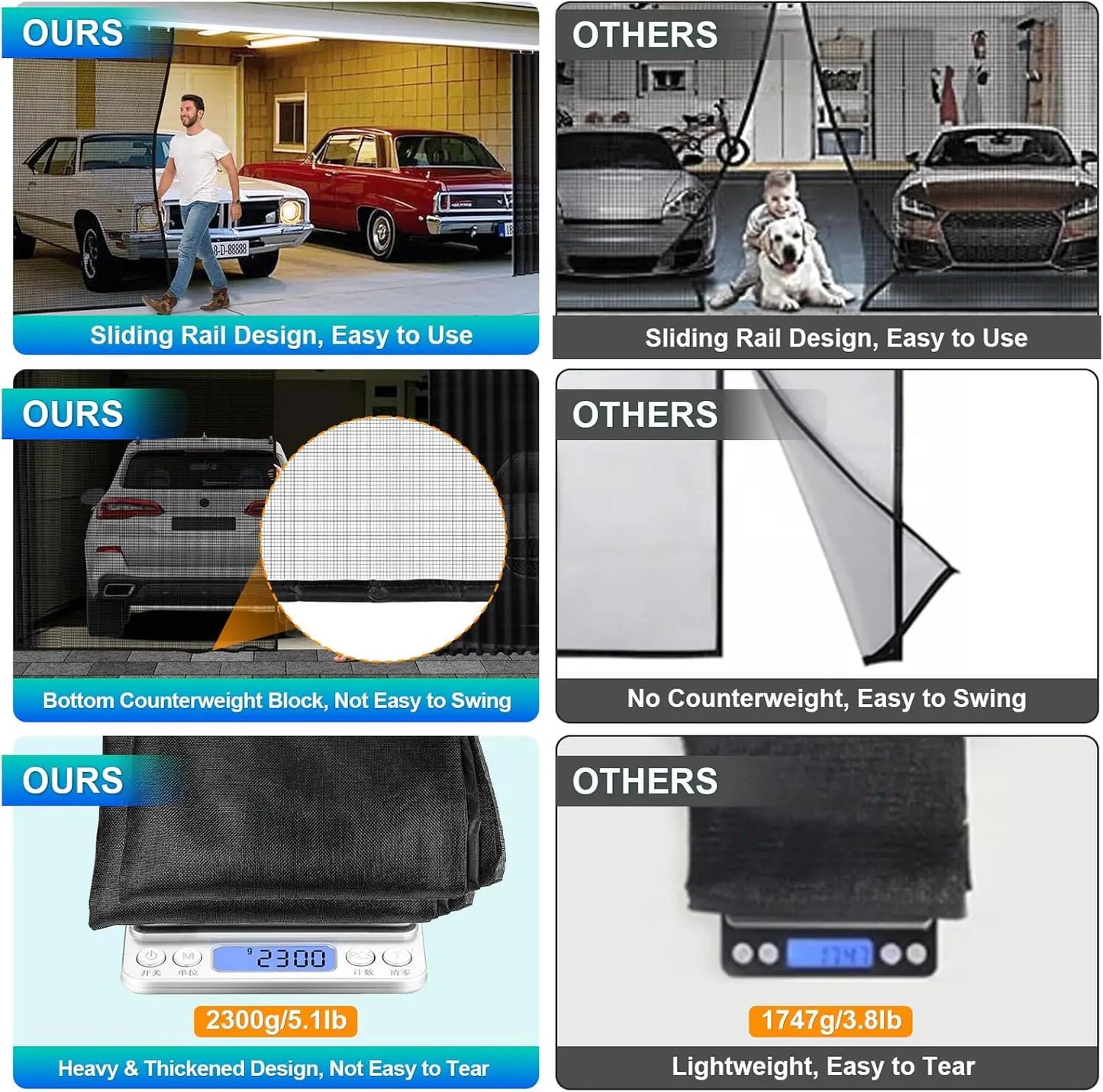 Sliding Garage Door Screen For 2 Car With Track Closure