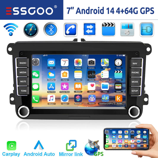 ESSGOO Android 14 Car Stereo with CarPlay for VW Golf