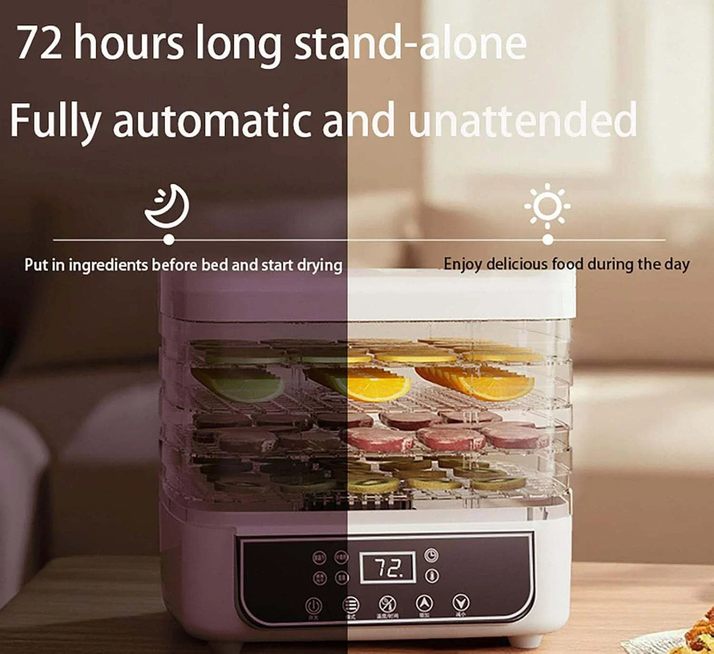 5 Layer Fruit And Vegetable Dryer With Adjustable Temperature And Touch Control
