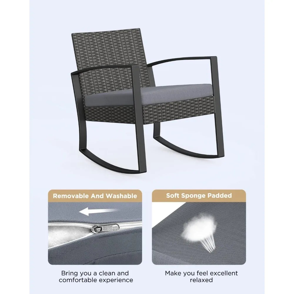 3 Piece Patio Furniture Set Rocking Bistro With Coffee Table