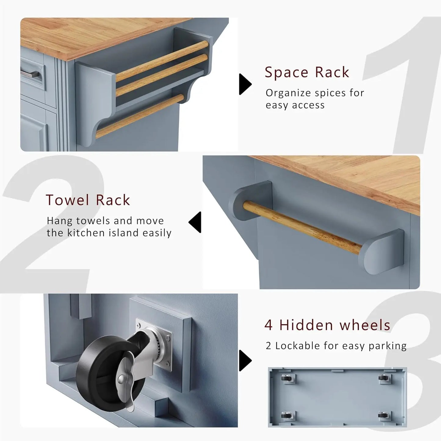 Rolling Kitchen Island With Drop Leaf And Mobile Storage Cart