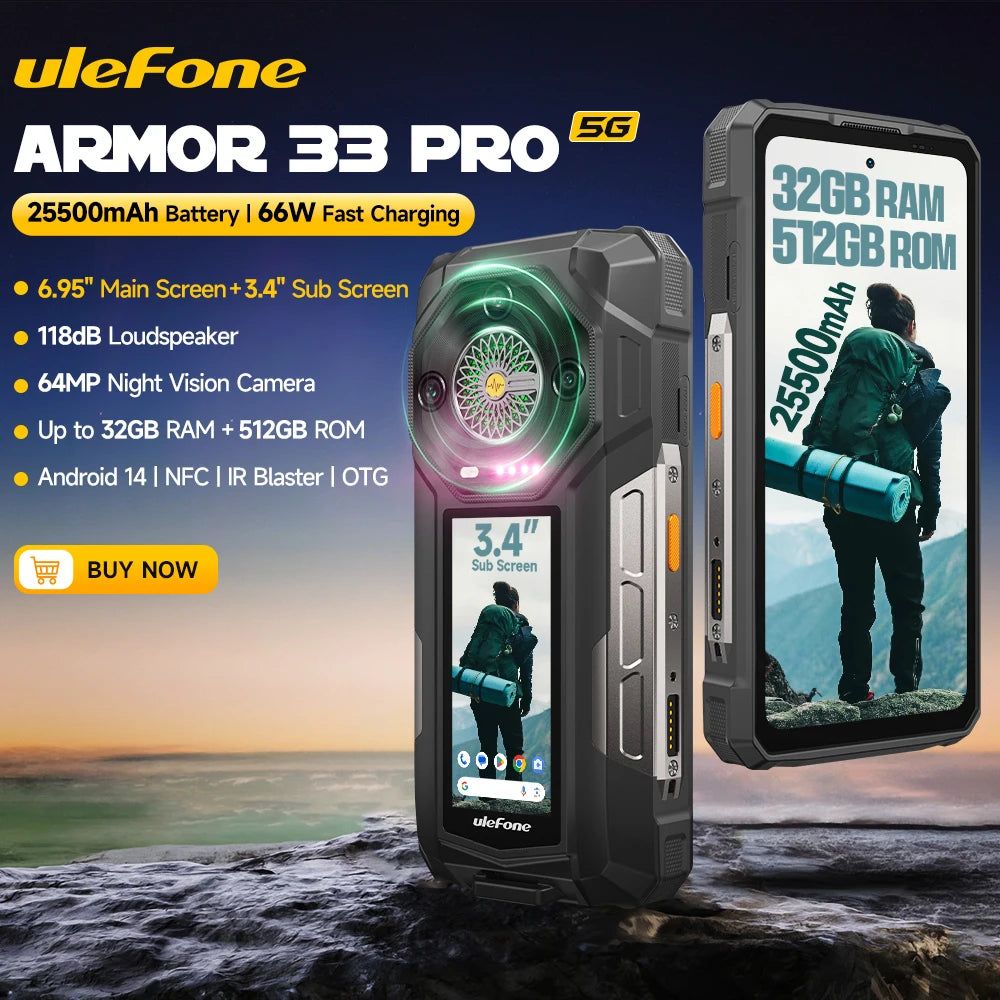 Ulefone Armor 33 Pro 5G Rugged Phone 512GB ROM 120Hz