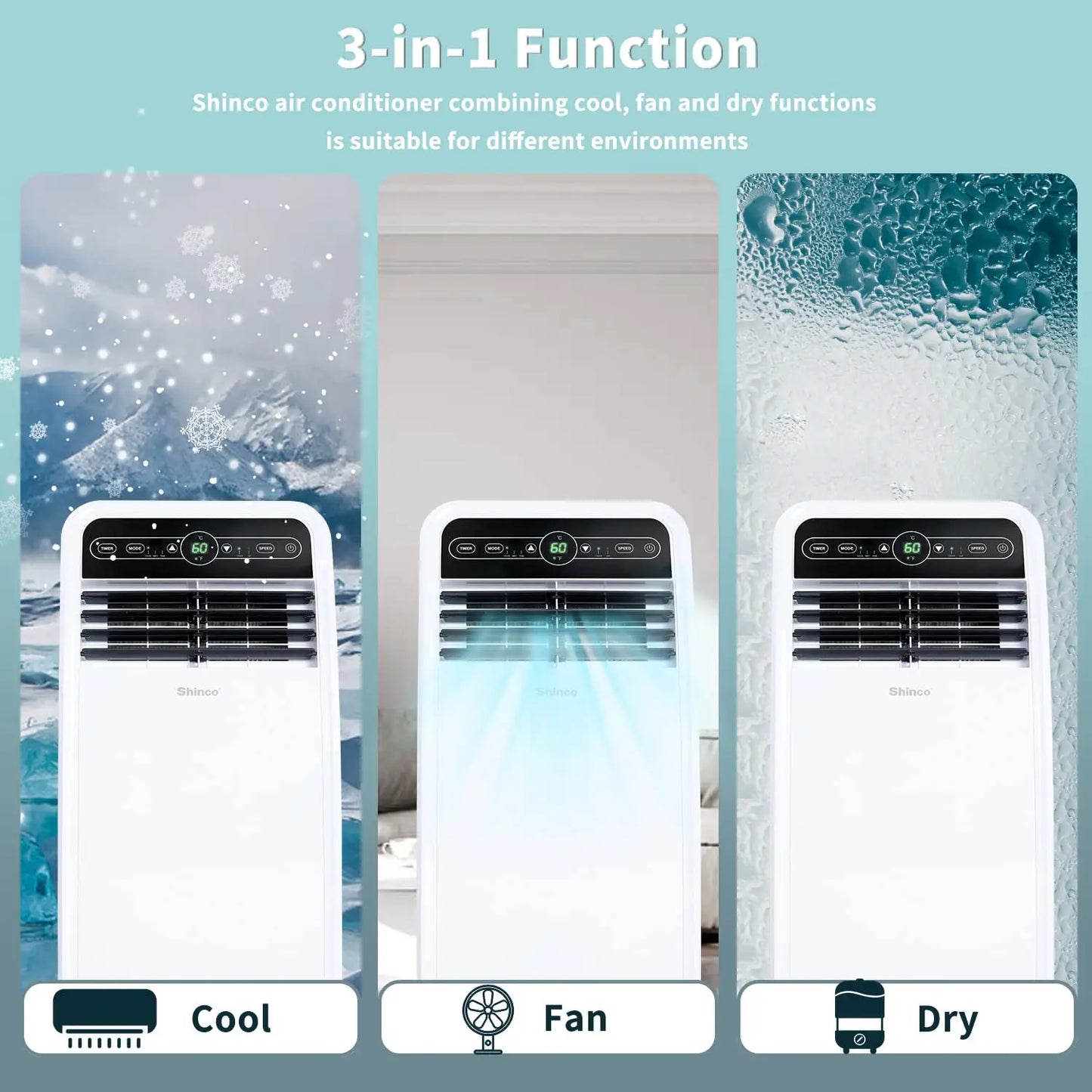 Shinco 8000 BTU Portable Air Conditioner With Dehumidifier