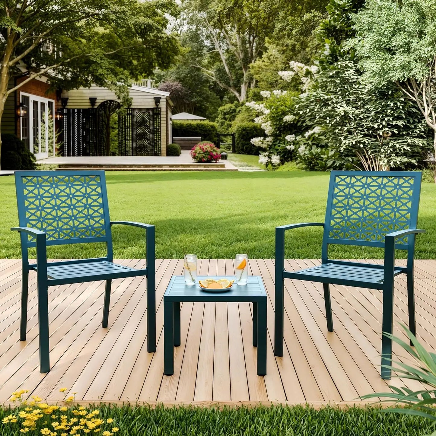 Twister.CK Patio Bistro Set 3 Piece Outdoor Table Chairs
