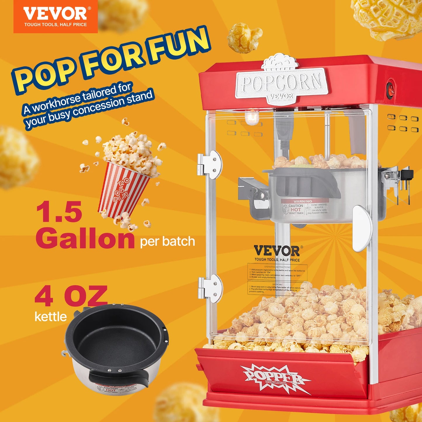 SucceBuy Commercial Popcorn Maker for Countertop Use Includes Scoops