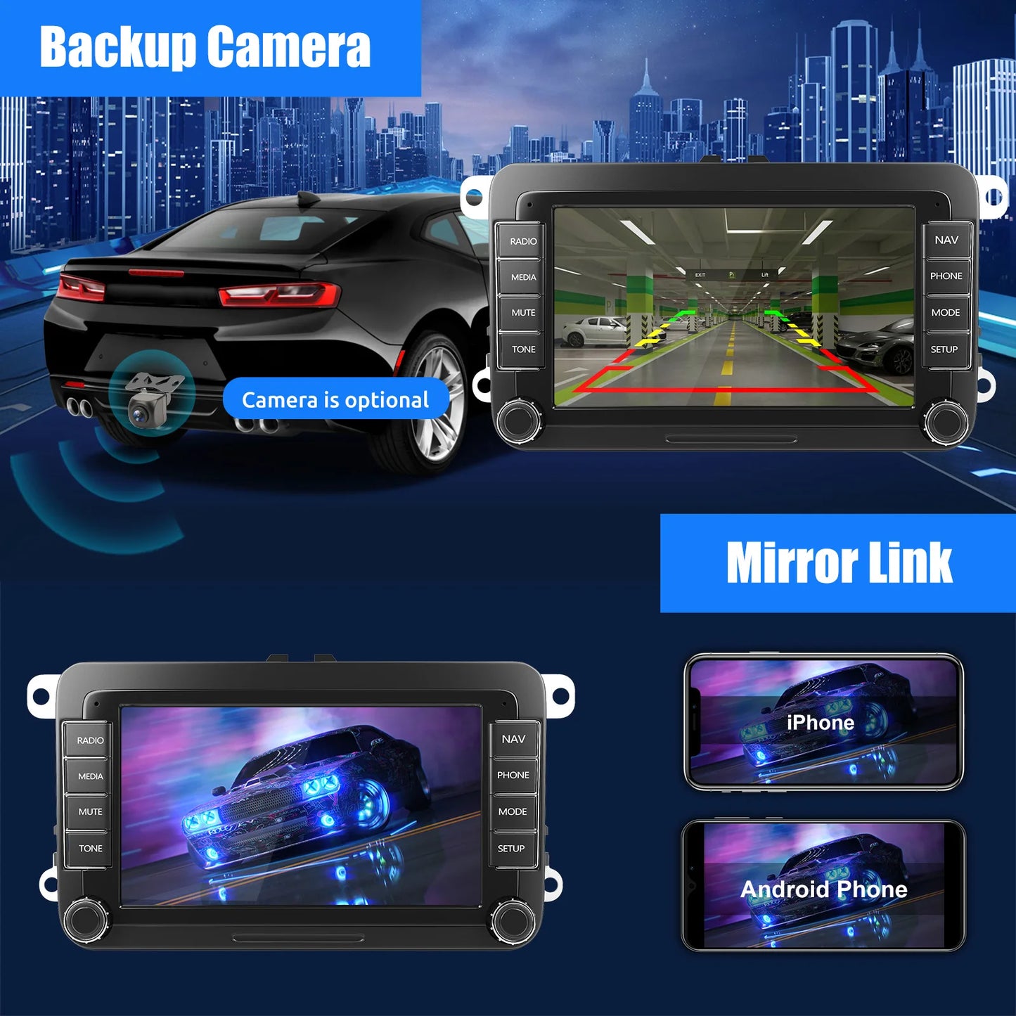 ESSGOO Android 14 Car Stereo with CarPlay for VW Golf