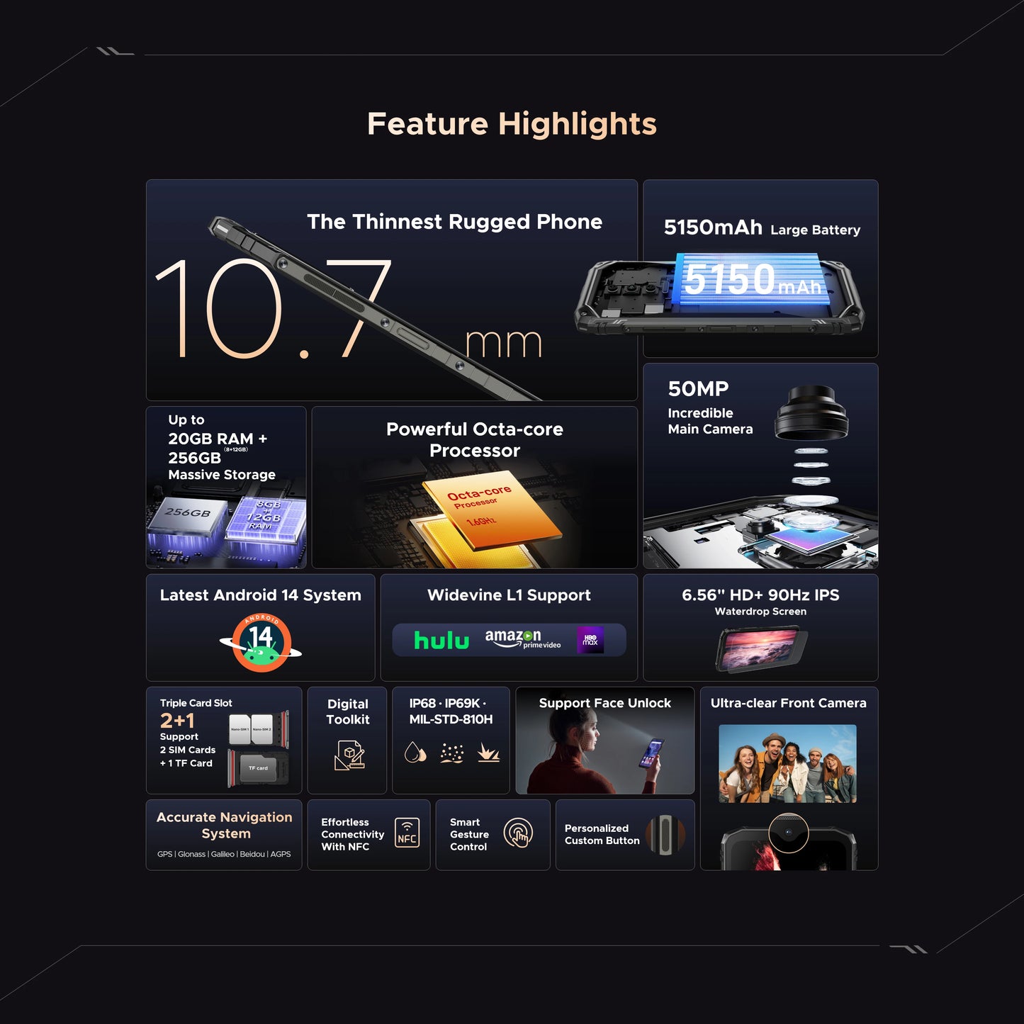 DOOGEE Blade10 Ultra Rugged Smartphone 50MP and 8MP NFC 5150mAh