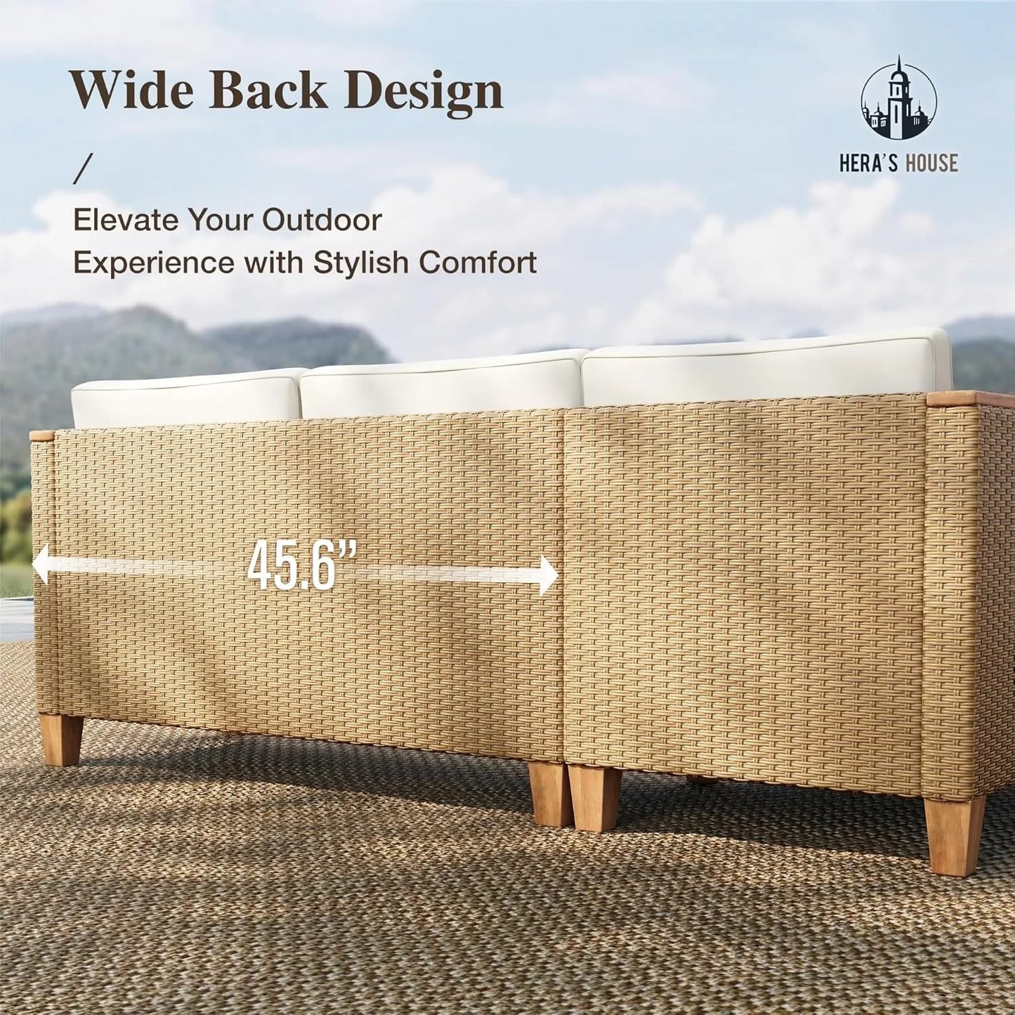 XIUWO 3 Piece Outdoor Wicker Patio Set With Sofa Table