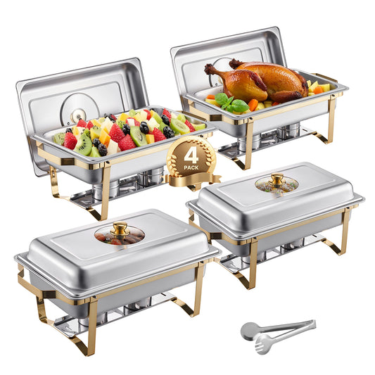 SucceBuy Chafing Dish Buffet Set Stainless Steel Chafer With Half Pans