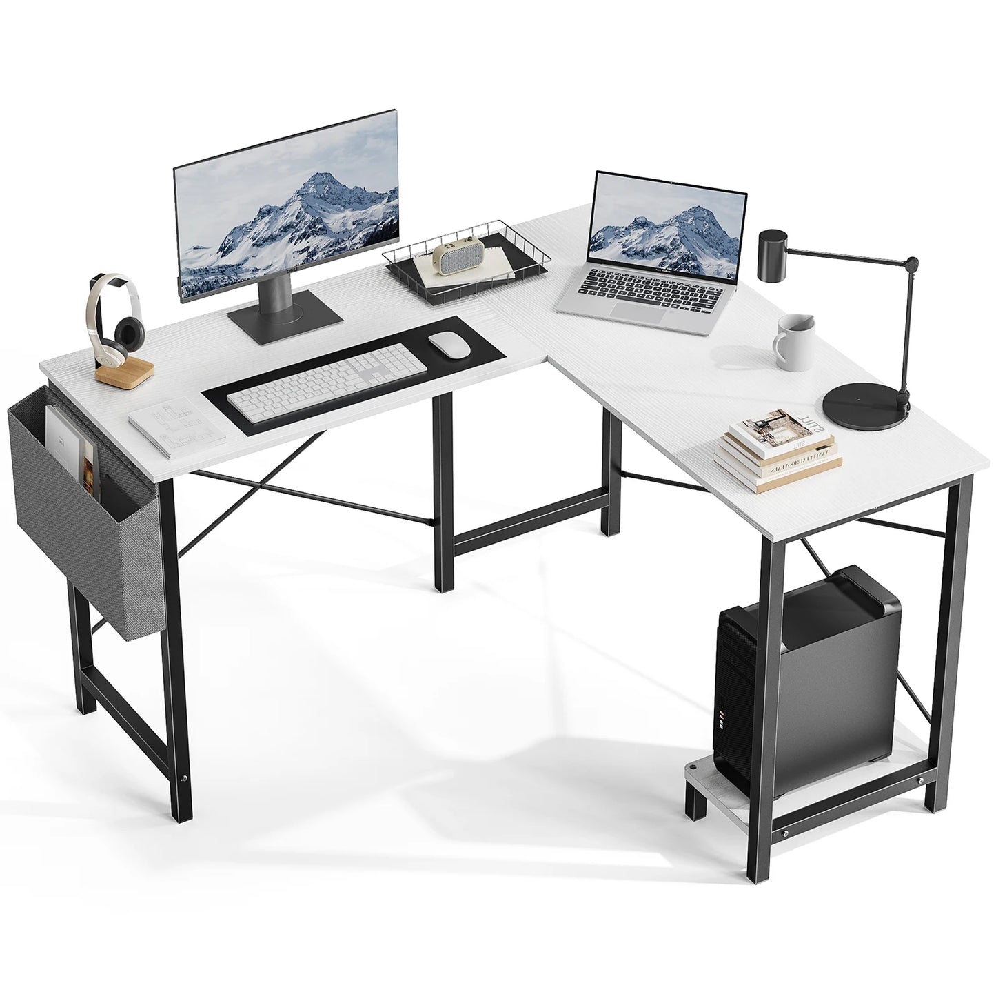 JHK Gaming Corner L Shaped Computer Desk With CPU Storage