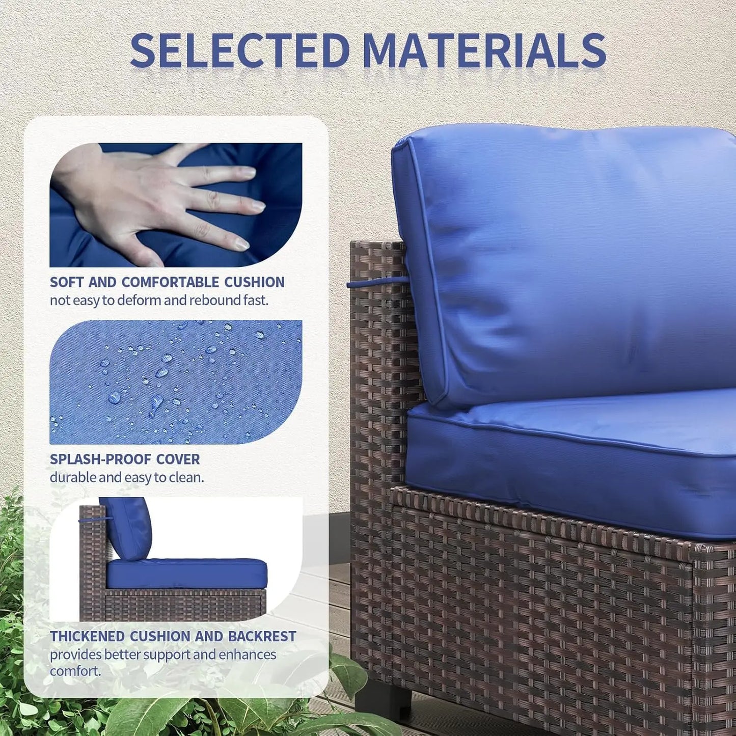 HobbyLane 7-Piece Modular Outdoor Furniture Set PE Rattan Wicker Garden