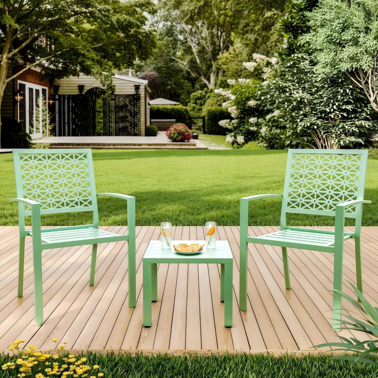 Twister.CK Patio Bistro Set 3 Piece Outdoor Table Chairs